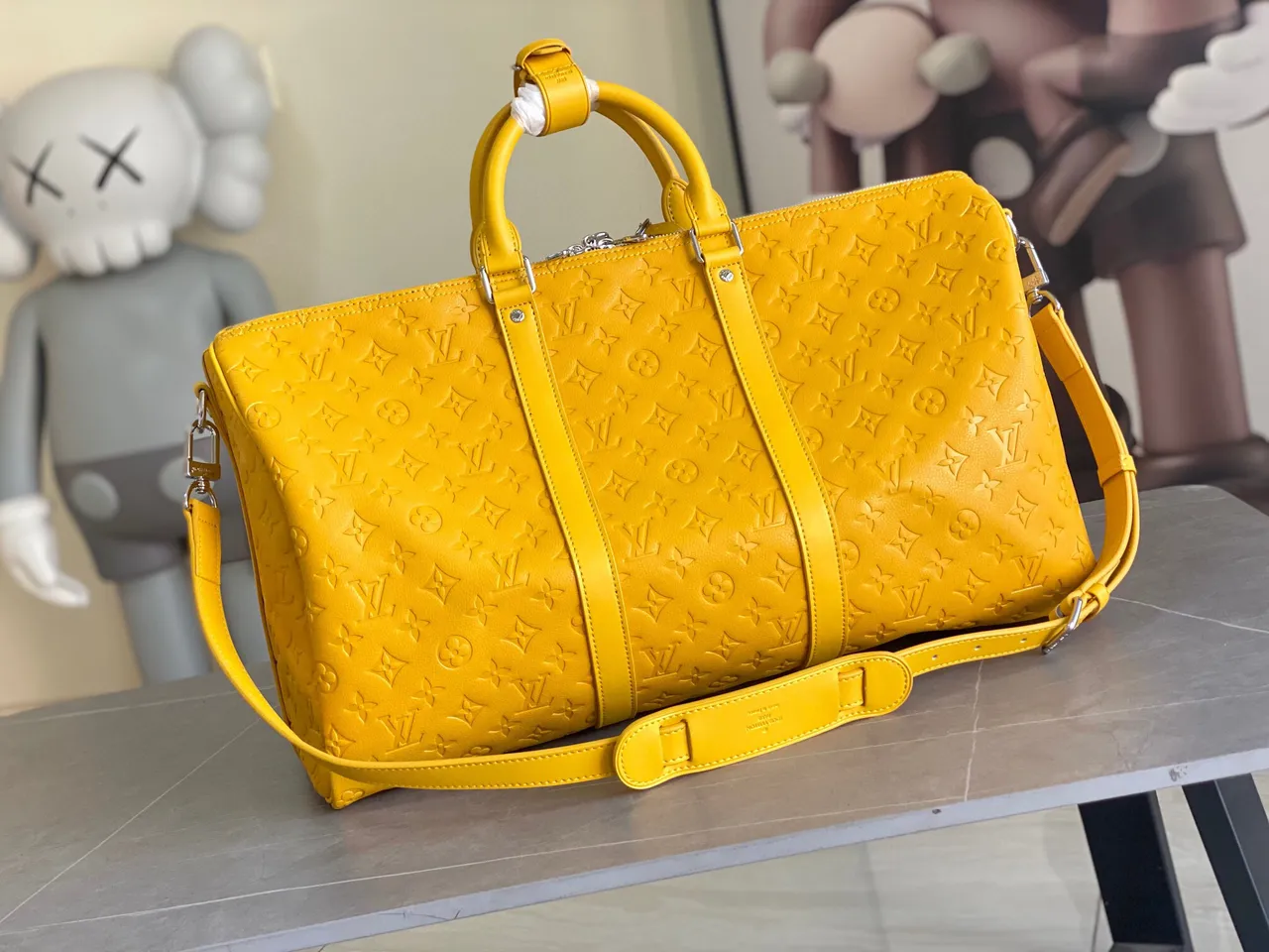 Louis Vuitton Keepall Embossed Monogram Yellow Duffle Bag 3