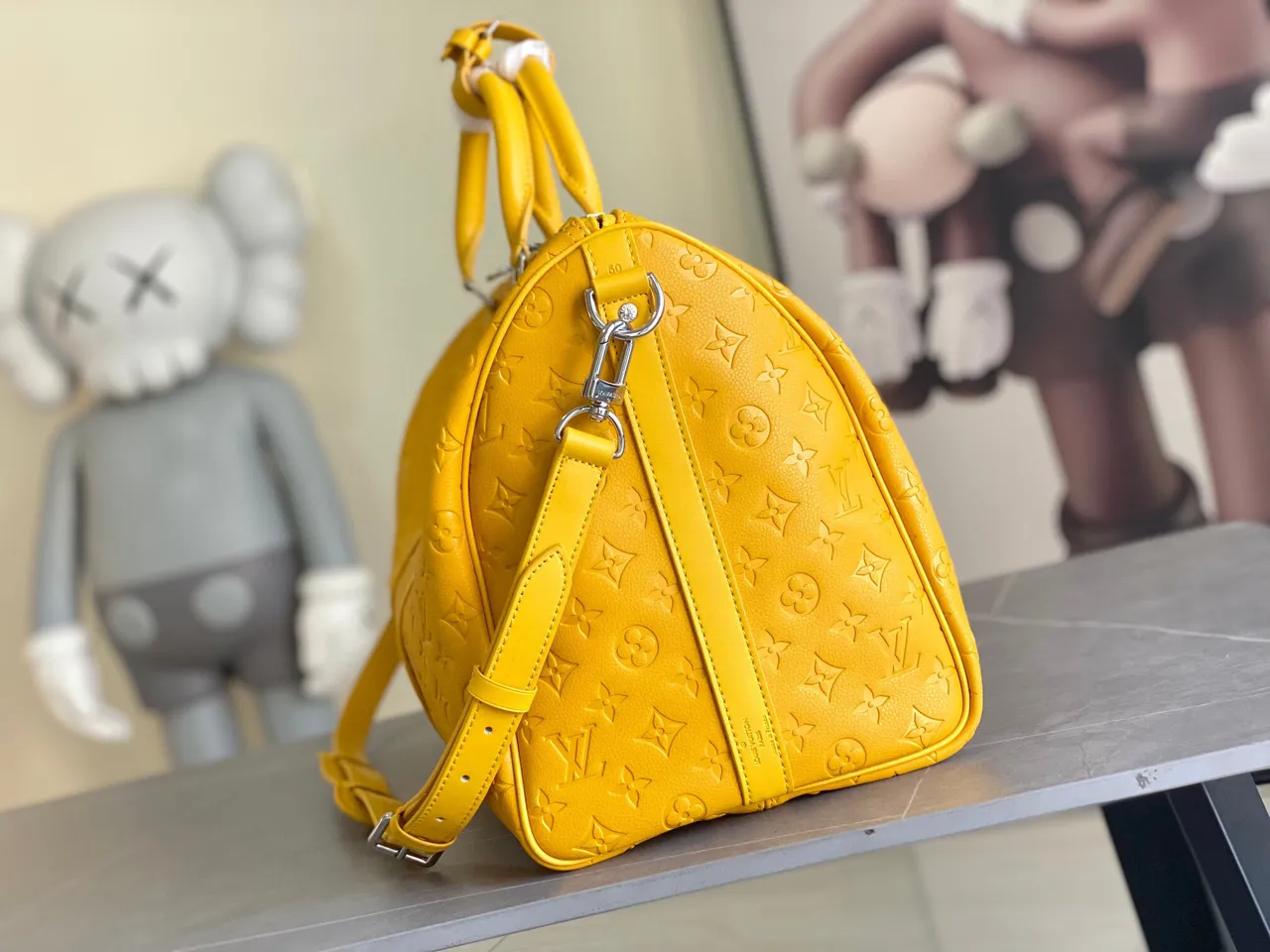 Louis Vuitton Keepall Embossed Monogram Yellow Duffle Bag 4
