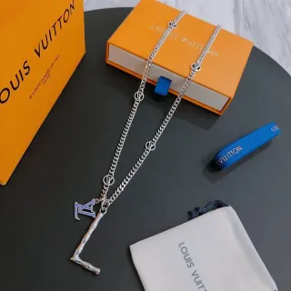 Louis Vuitton L Pendant Monogram Chain Necklace