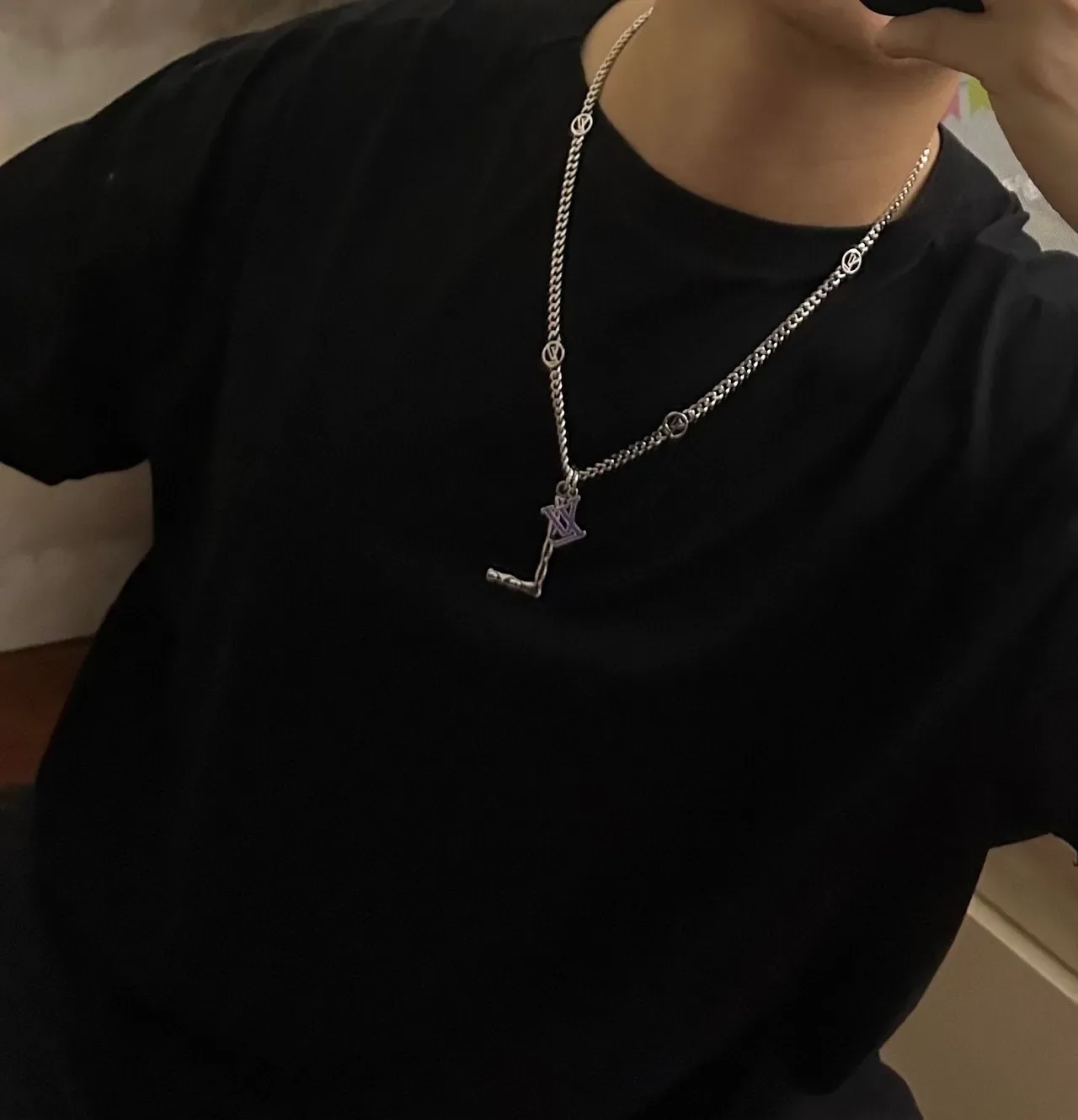 Louis Vuitton L Pendant Monogram Chain Necklace 2