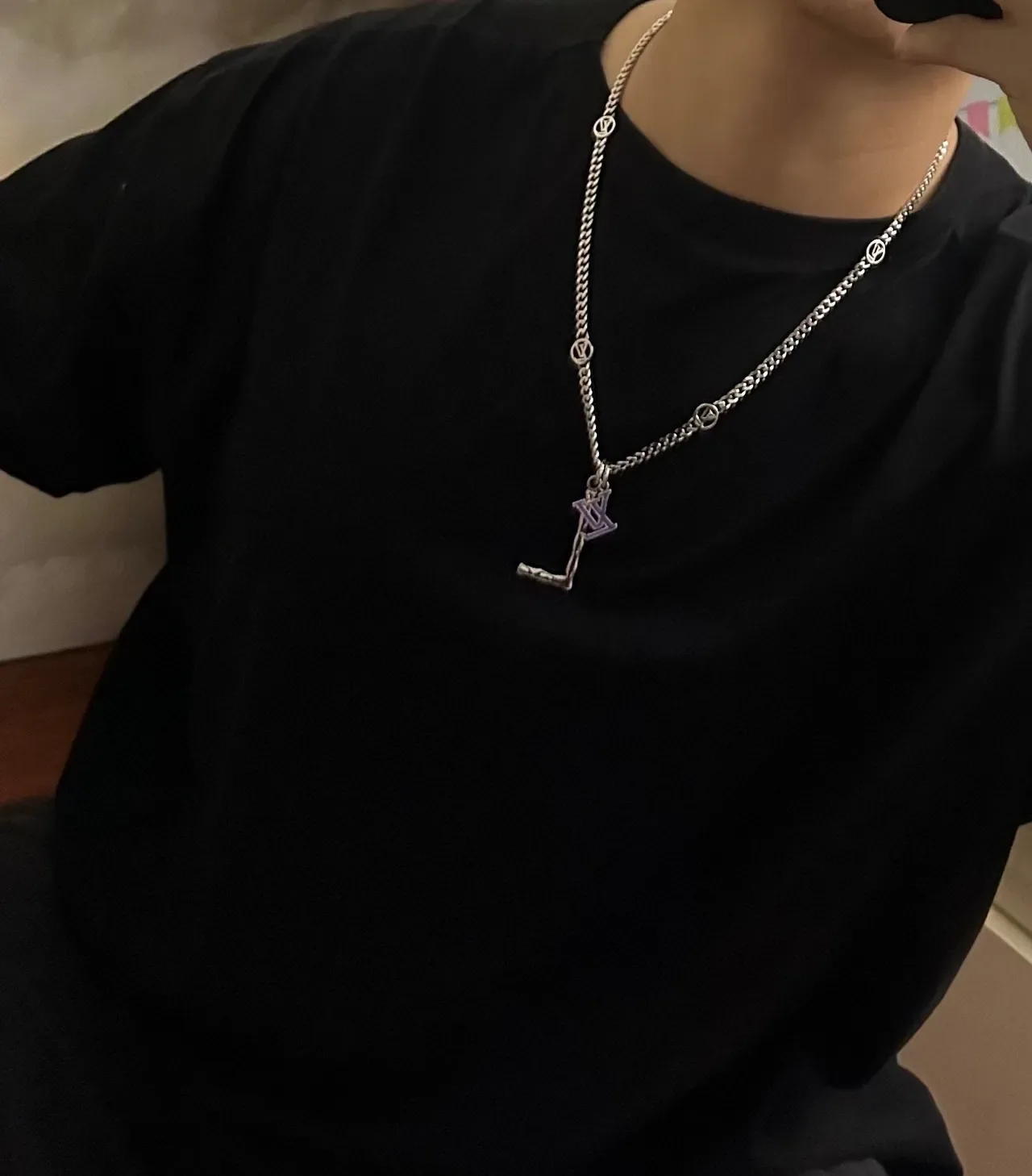 Louis Vuitton L Pendant Monogram Chain Necklace 4