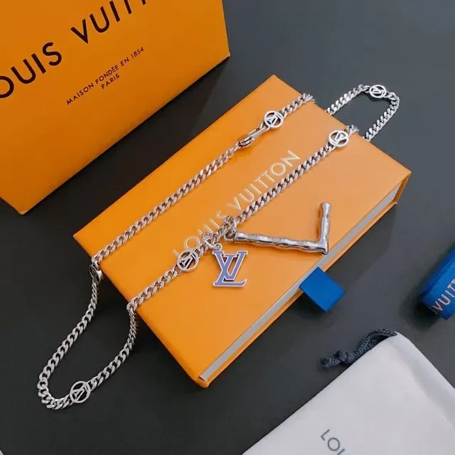Louis Vuitton L Pendant Monogram Chain Necklace 5