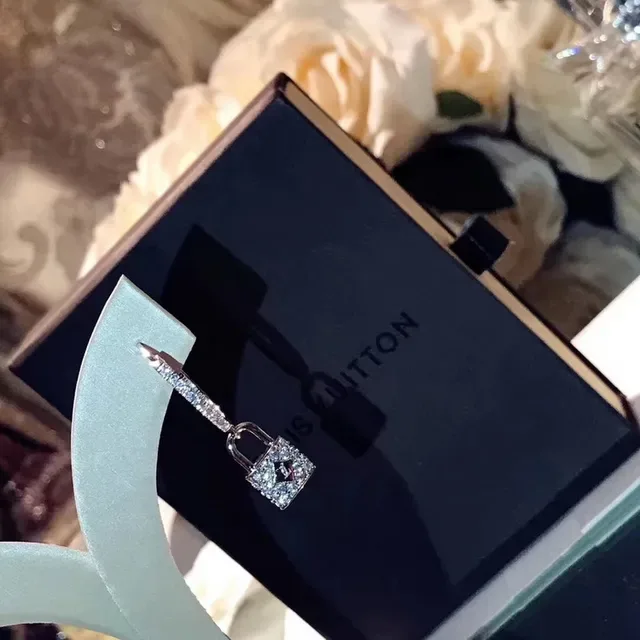 Louis Vuitton Lock & Key Crystal-Pavé Hoop Earrings 7