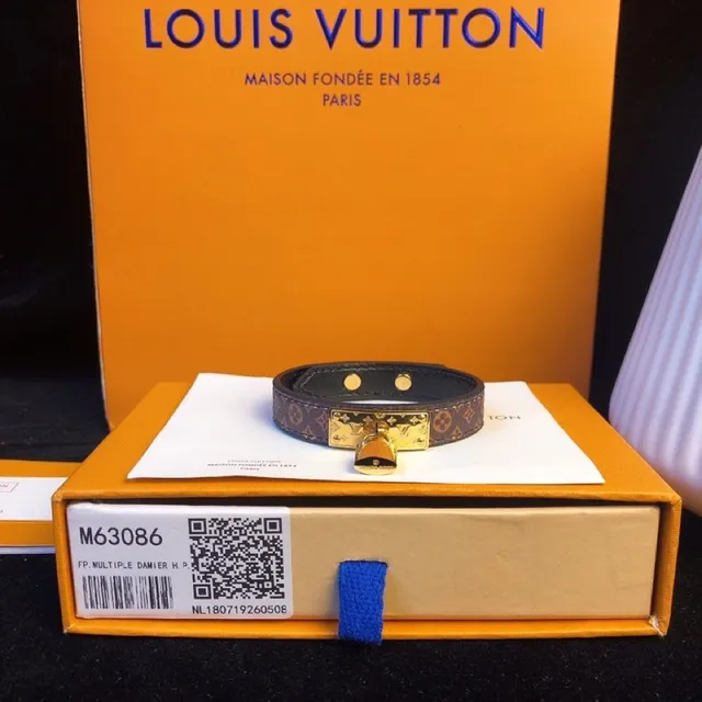 Louis Vuitton Locky Brown Gold Monogram Canvas Padlock Leather Belt 6