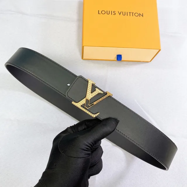Louis Vuitton LV Belt Black Leather Gold-Tone Turnlock Buckle Leather Belt 2