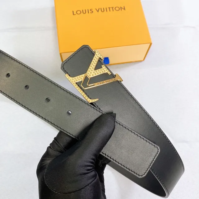 Louis Vuitton LV Belt Black Leather Gold-Tone Turnlock Buckle Leather Belt 3