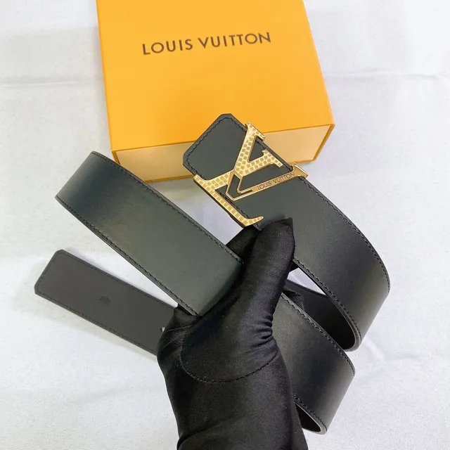 Louis Vuitton LV Belt Black Leather Gold-Tone Turnlock Buckle Leather Belt 4
