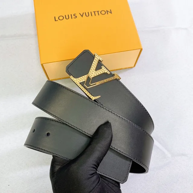 Louis Vuitton LV Belt Black Leather Gold-Tone Turnlock Buckle Leather Belt 5