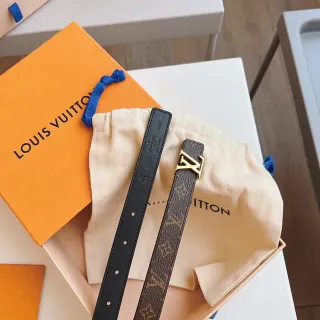 Louis Vuitton LV Belt Brown Black Narrow Strap Monogram Canvas Leather Belt