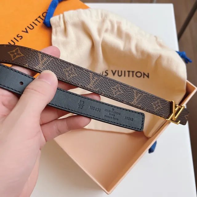 Louis Vuitton LV Belt Brown Black Narrow Strap Monogram Canvas Leather Belt 2