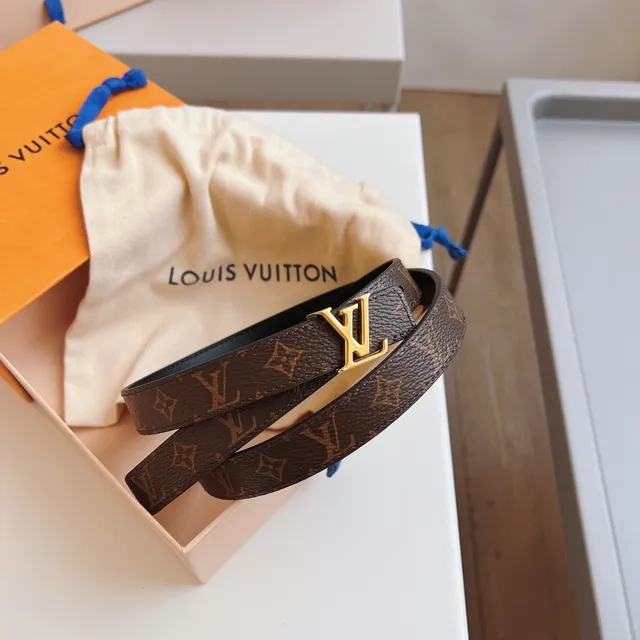 Louis Vuitton LV Belt Brown Black Narrow Strap Monogram Canvas Leather Belt 3