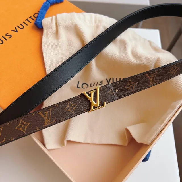 Louis Vuitton LV Belt Brown Black Narrow Strap Monogram Canvas Leather Belt 6