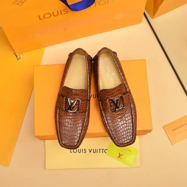Louis Vuitton LV Buckle Loafer Brown Crocodile-Embossed Leather Loafers 9