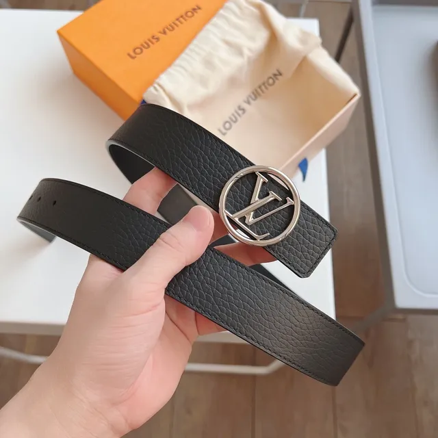 Louis Vuitton LV Circle Black Pebbled Leather Belt 7