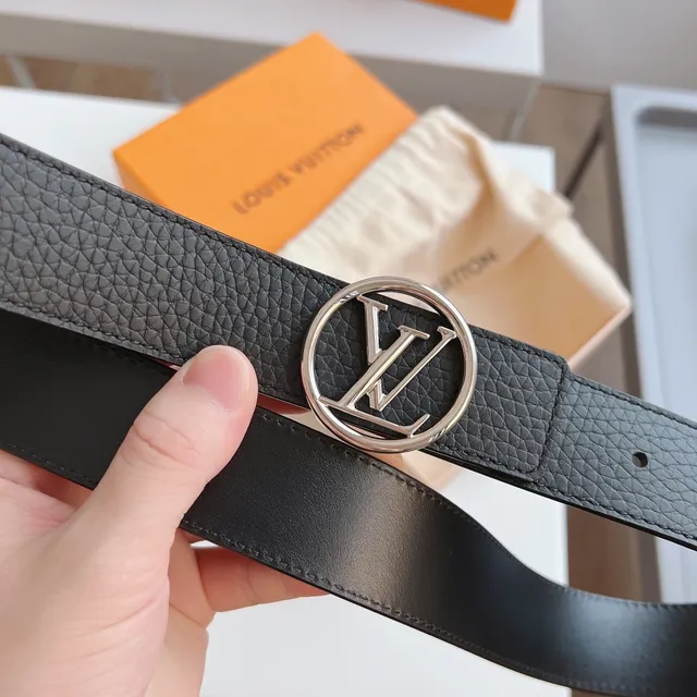 Louis Vuitton LV Circle Black Pebbled Leather Belt 8