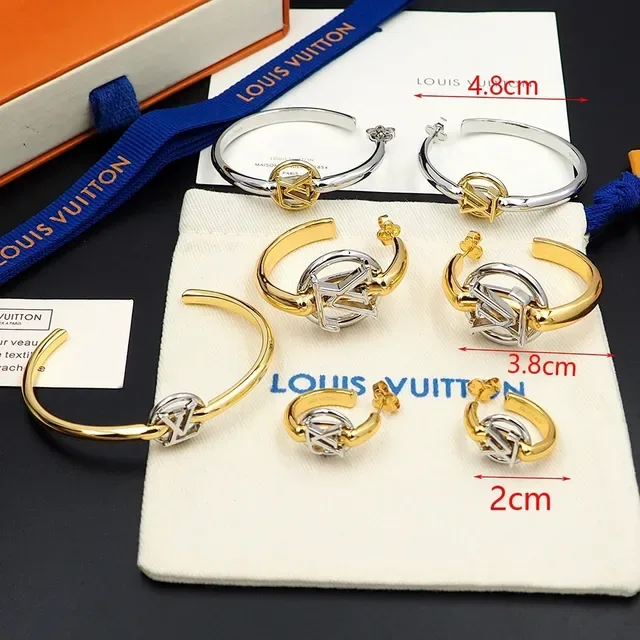 Louis Vuitton LV Circle Two-Tone Gold and Silver Hoop Earrings 2