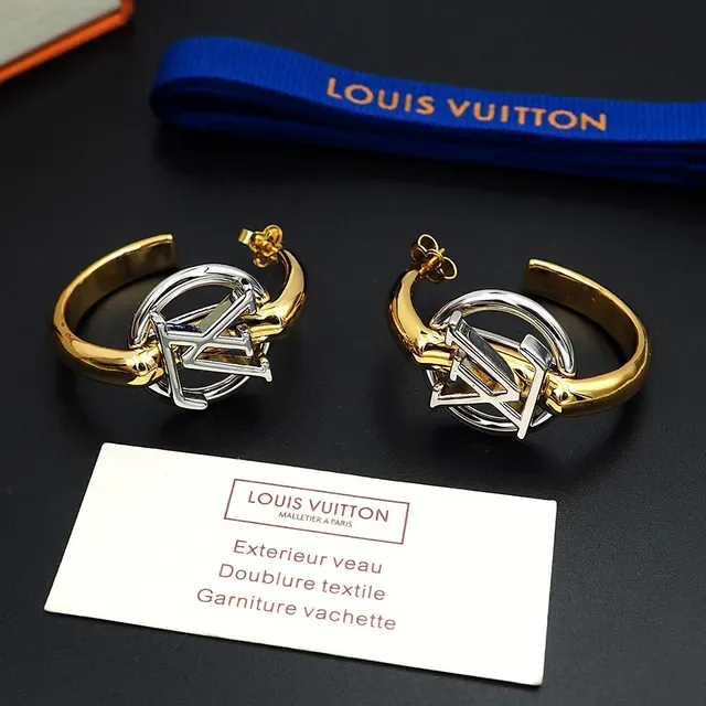 Louis Vuitton LV Circle Two-Tone Gold and Silver Hoop Earrings 4