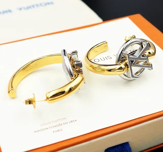 Louis Vuitton LV Circle Two-Tone Gold and Silver Hoop Earrings 6