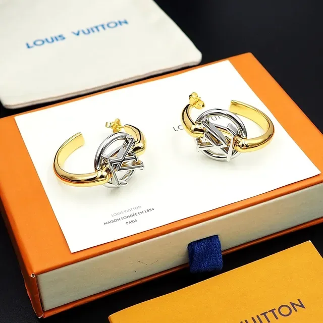 Louis Vuitton LV Circle Two-Tone Gold and Silver Hoop Earrings 7