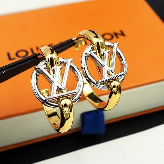 Louis Vuitton LV Circle Two-Tone Gold and Silver Hoop Earrings 8