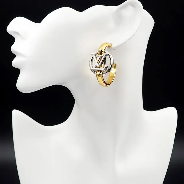 Louis Vuitton LV Circle Two-Tone Gold and Silver Hoop Earrings 9