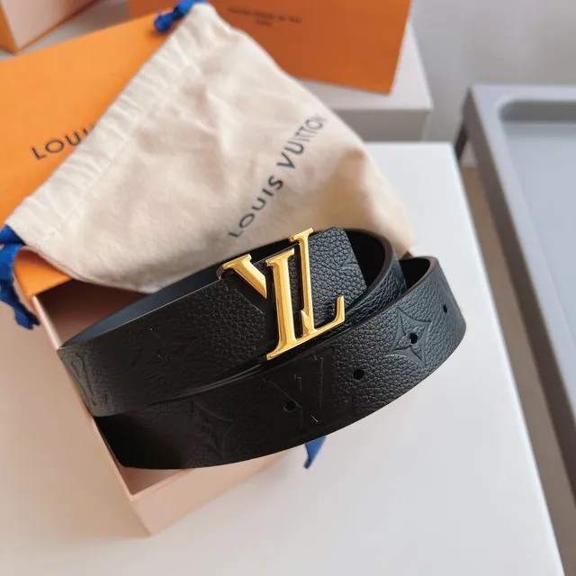 Louis Vuitton LV Initiales Black Pebbled Leather Belt 4