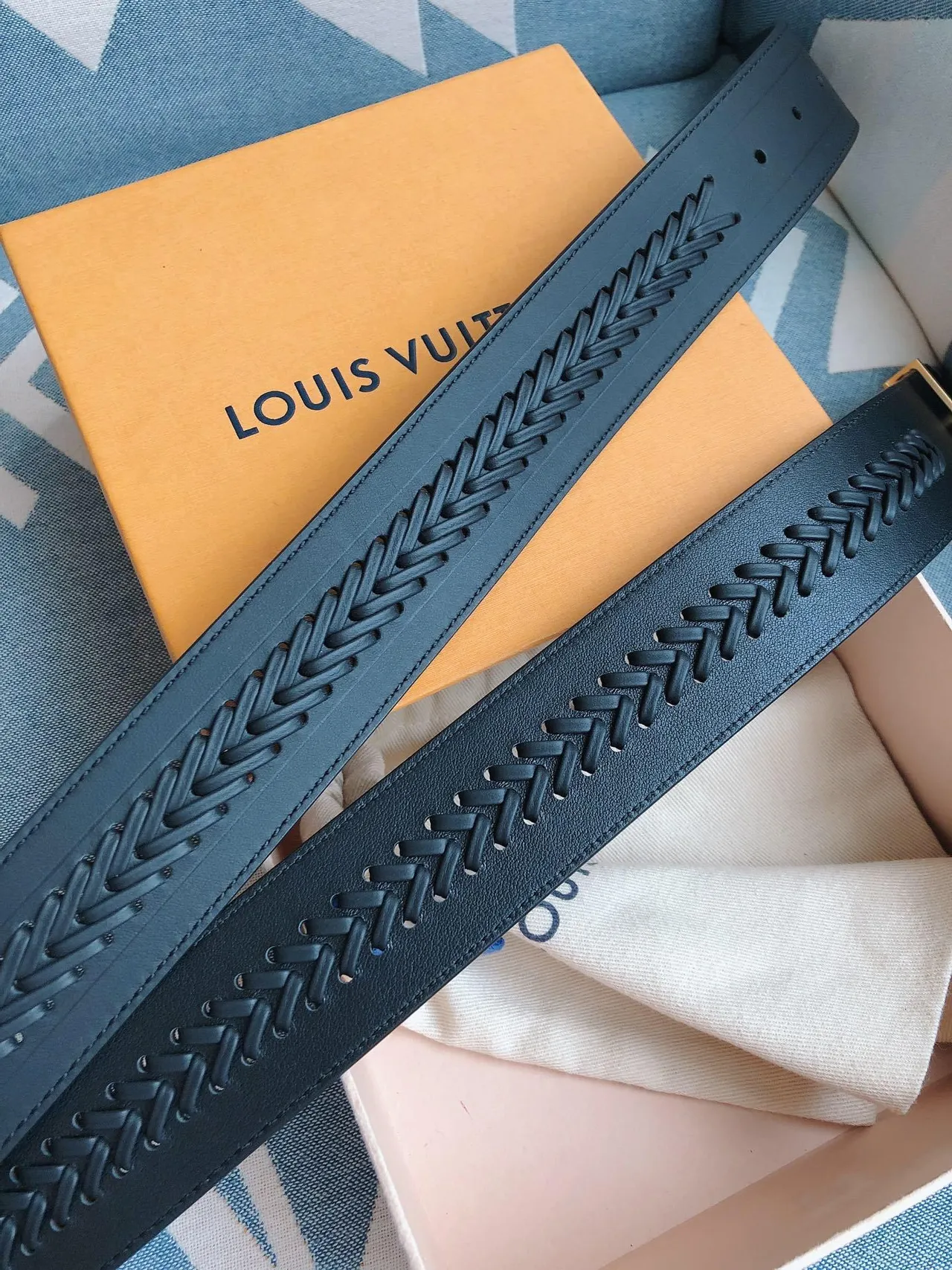 Louis Vuitton LV Initiales Braided Black Leather Belt 4