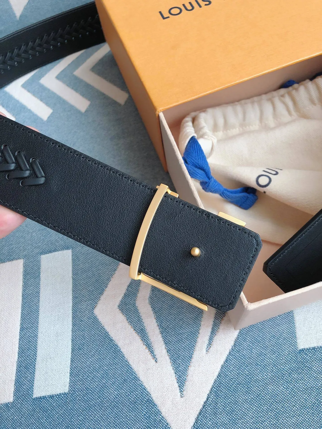 Louis Vuitton LV Initiales Braided Black Leather Belt 5