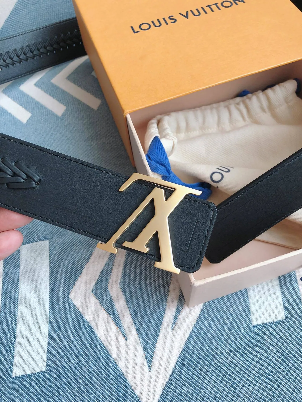 Louis Vuitton LV Initiales Braided Black Leather Belt 6