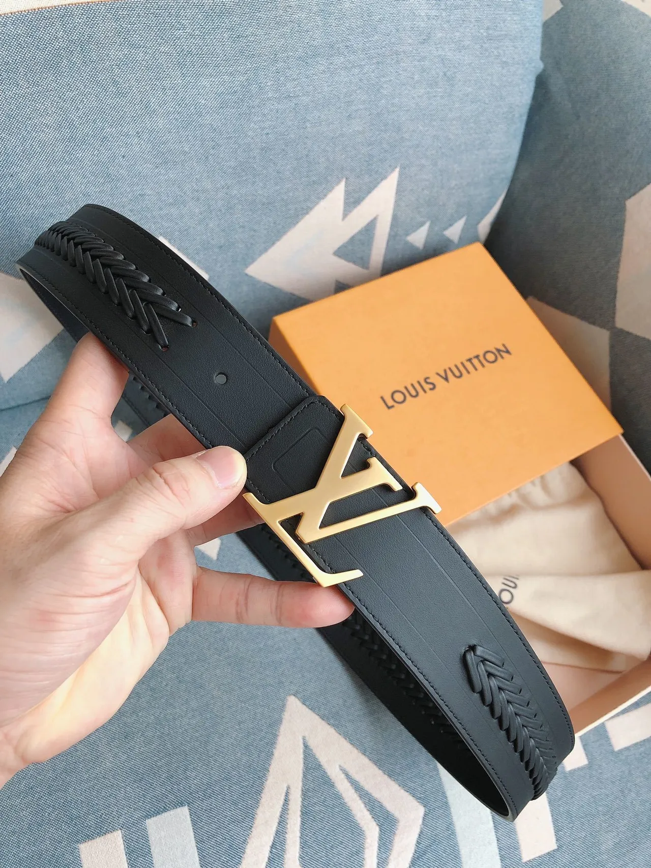 Louis Vuitton LV Initiales Braided Black Leather Belt 8
