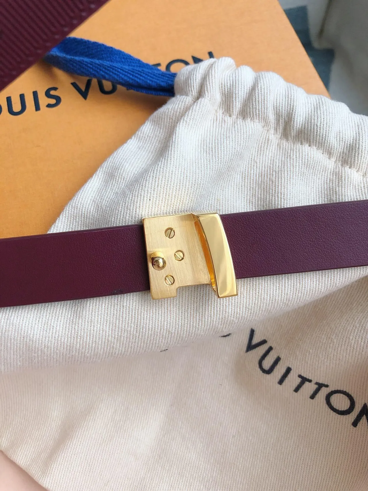 Louis Vuitton LV Initiales Burgundy Ribbed Leather Belt 7