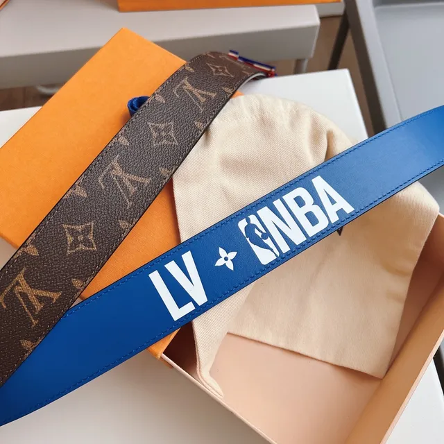 Louis Vuitton LV Initiales Monogram Canvas and Blue Leather Belt 2