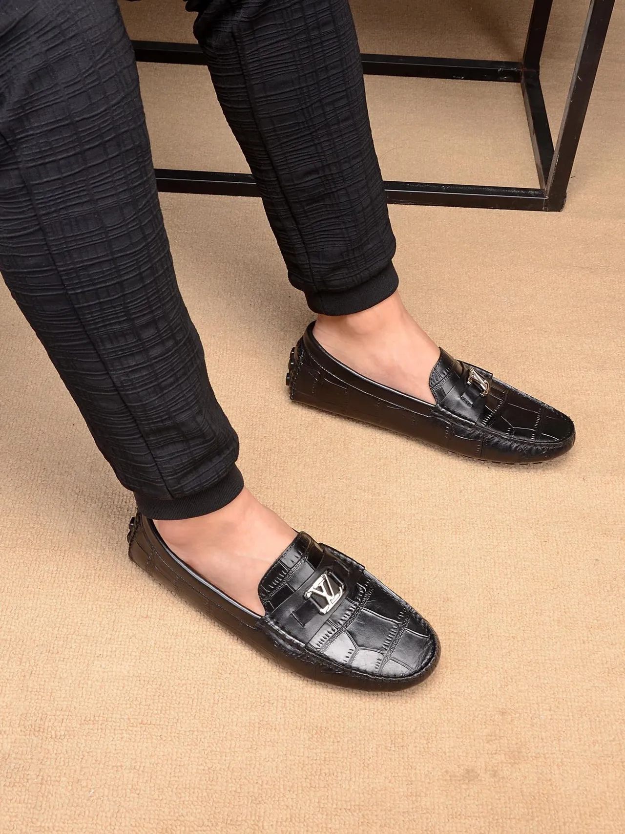 Louis Vuitton LV Loafer Black Croc-Embossed Leather Loafers 3