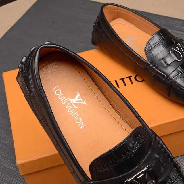 Louis Vuitton LV Loafer Black Croc-Embossed Leather Loafers 8