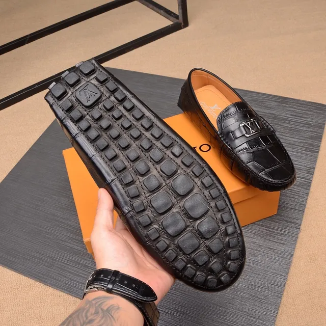Louis Vuitton LV Loafer Black Croc-Embossed Leather Loafers 9