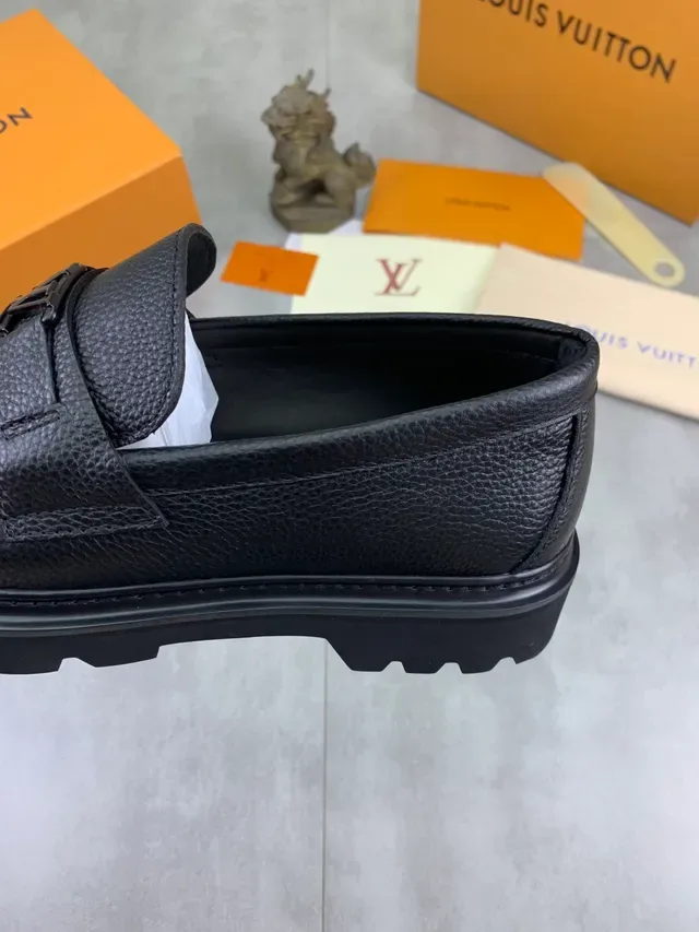 Louis Vuitton LV Loafer Black Pebbled Leather Buckle Strap Loafer 4