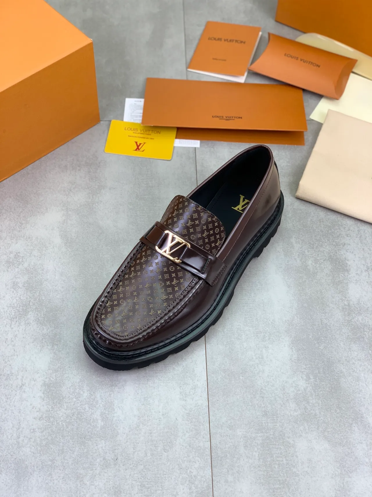 Louis Vuitton LV Loafer Brown Patent Leather Monogram Loafers 4