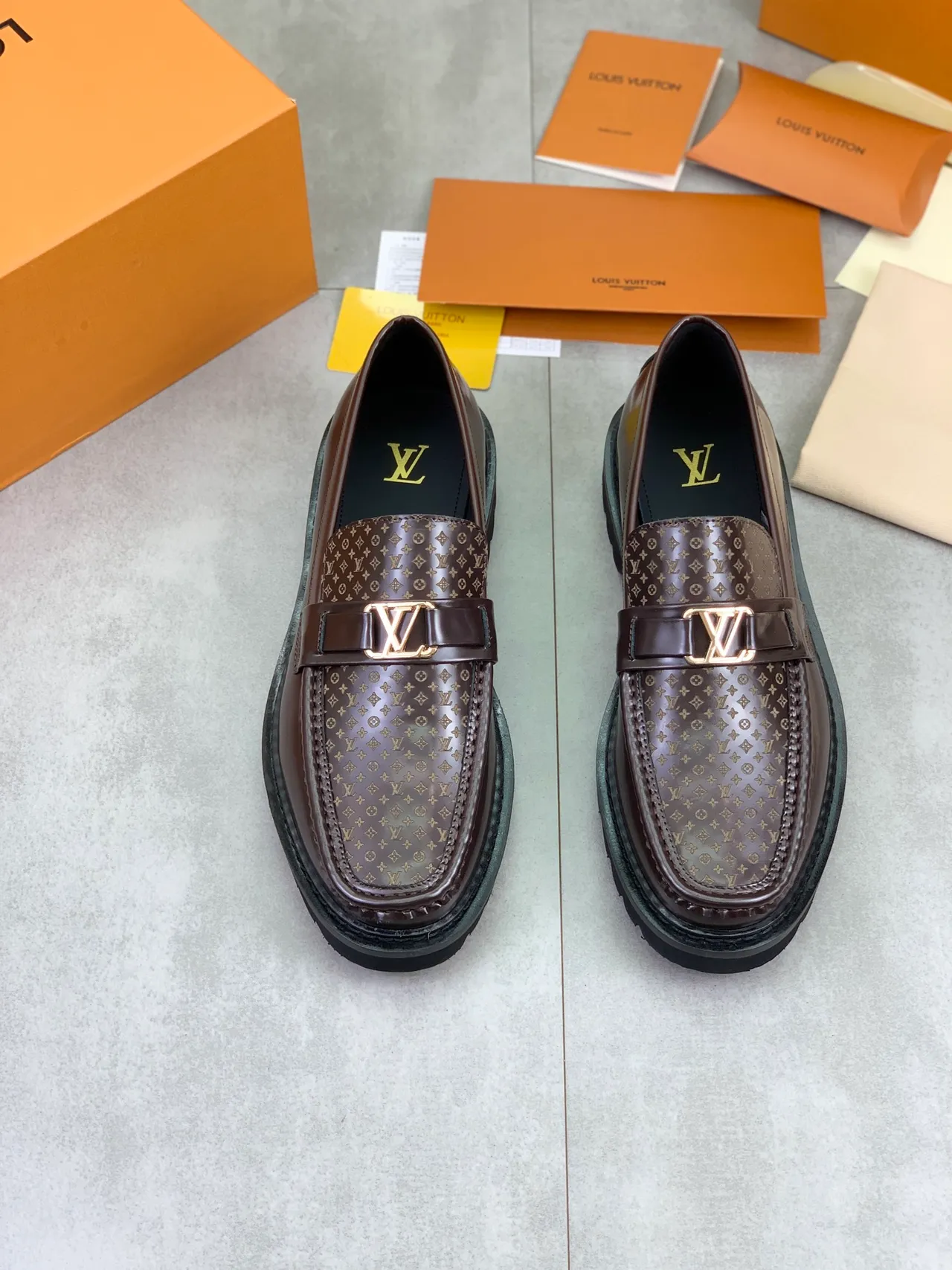 Louis Vuitton LV Loafer Brown Patent Leather Monogram Loafers 5