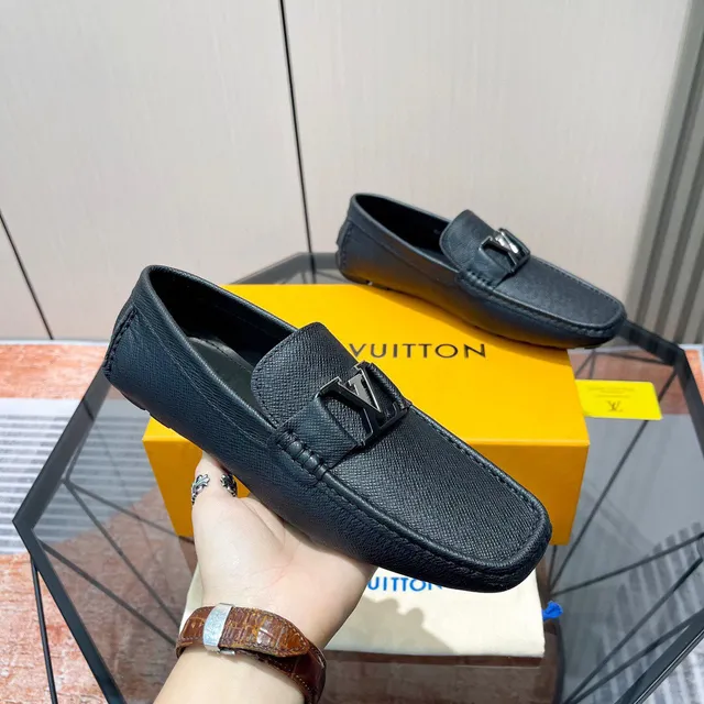 Louis Vuitton LV লুফার নেভি টেক্সচার্ড লেদার মেটাল বাকেল লুফার্স 8
