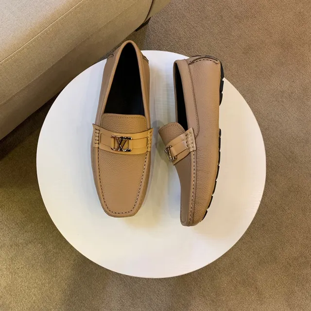 Louis Vuitton LV Loafer Bege Tan Couro Pebbled Mocasins 2