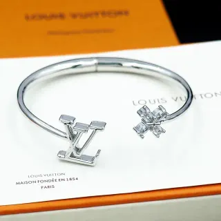 Louis Vuitton LV Monogram and Crystal Cross Open Bangle Bracelet