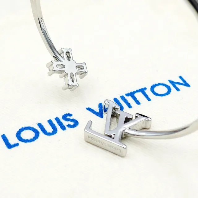 Louis Vuitton LV Monogram and Crystal Cross Open Bangle Bracelet 7