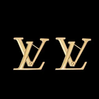 Louis Vuitton LV Monogram Polished Gold-Tone Earrings