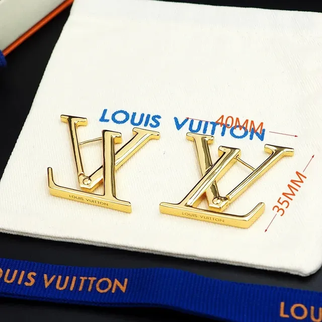 Louis Vuitton LV Monogram Polished Gold-Tone Earrings 4