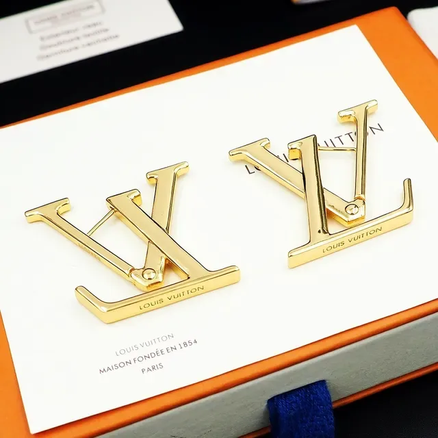 Louis Vuitton LV Monogram Polished Gold-Tone Earrings 5
