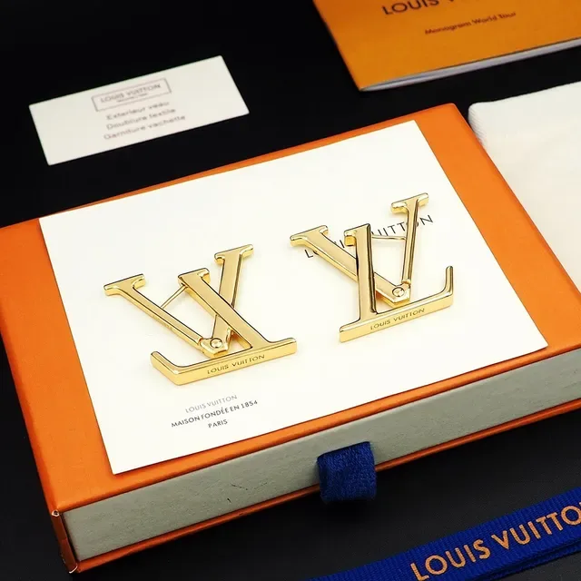 Louis Vuitton LV Monogram Polished Gold-Tone Earrings 7