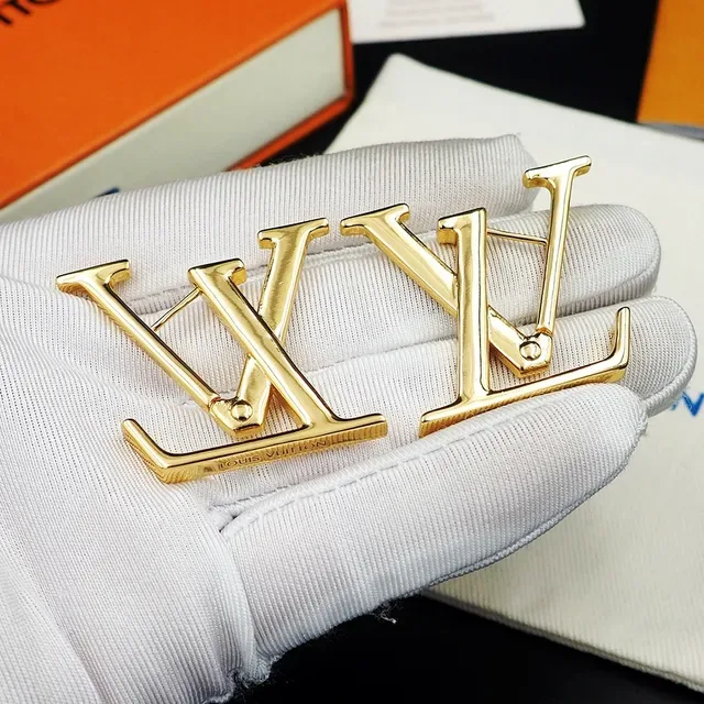 Louis Vuitton LV Monogram Polished Gold-Tone Earrings 9