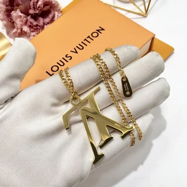 Louis Vuitton LV Monogram Silver-Tone Pendant Necklace 4