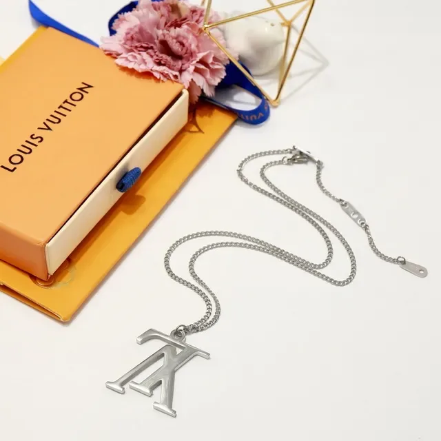 Louis Vuitton LV Monogram Silver-Tone Pendant Necklace 6