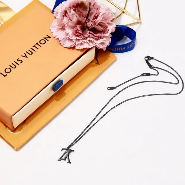 Louis Vuitton LV Monogram Silver-Tone Pendant Necklace 14